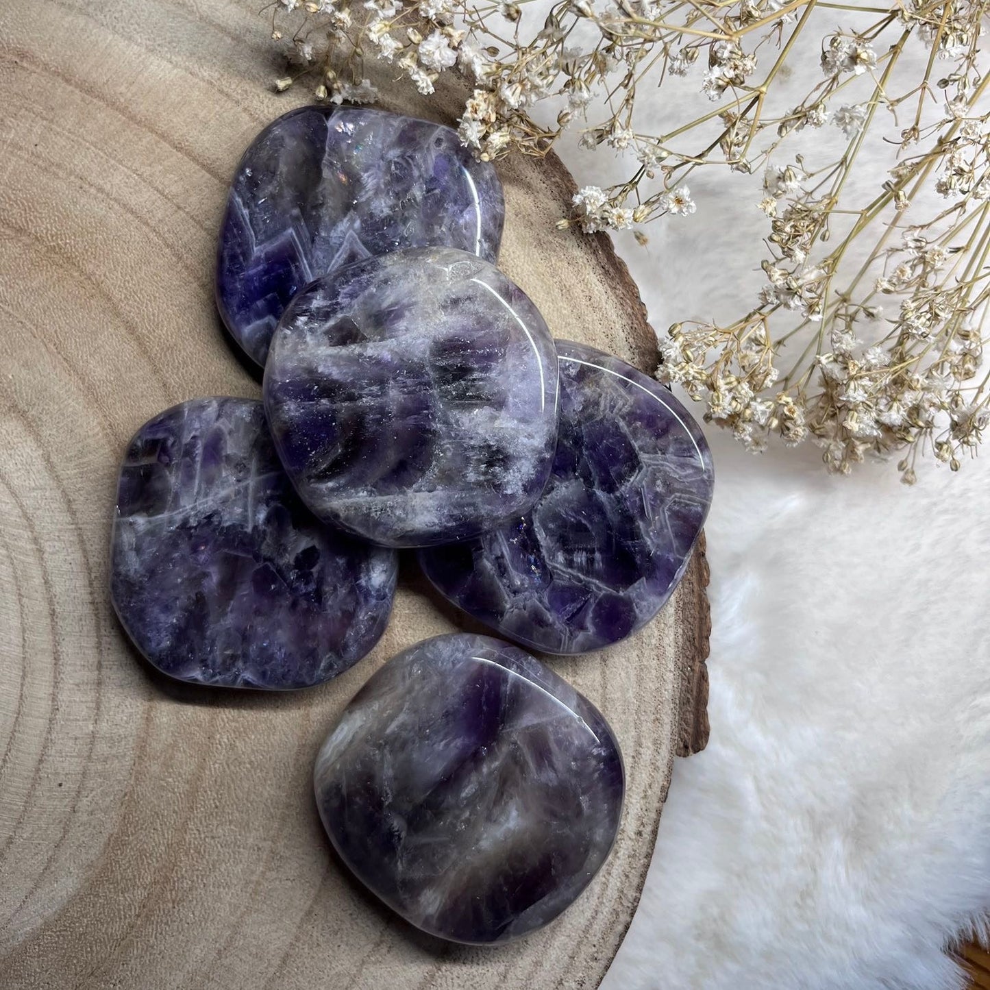 Amthyst Scheibensteine mit besonderem Muster