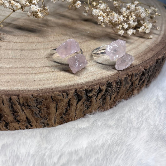 Rosenquarz Ring 925er silber, größenverstellbar