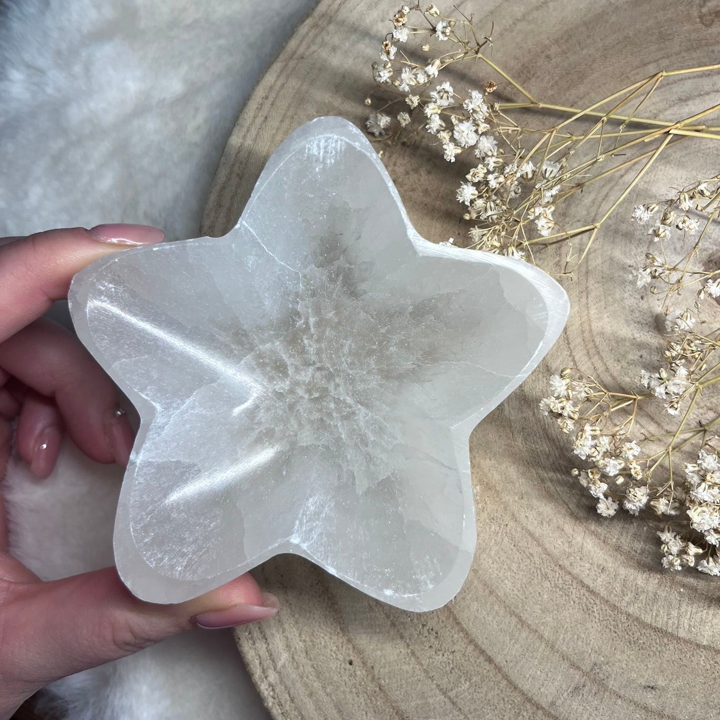 Mini Selenit Schale Stern