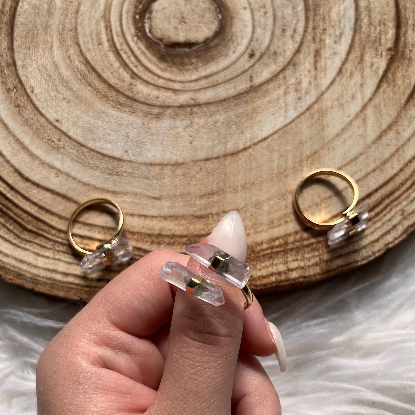 Bergkristall Ring gold oder 925er silber, größenverstellbar