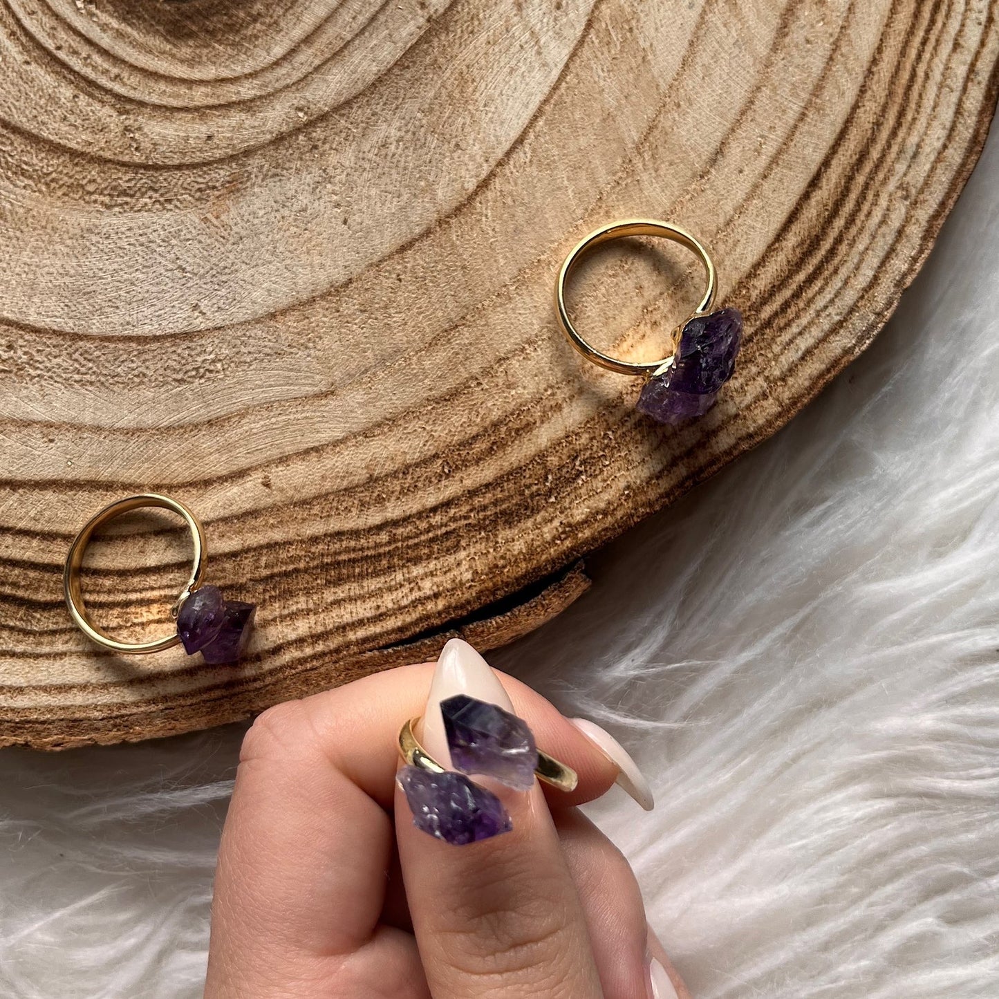 Amethyst Ring gold oder 925er silber, größenverstellbar