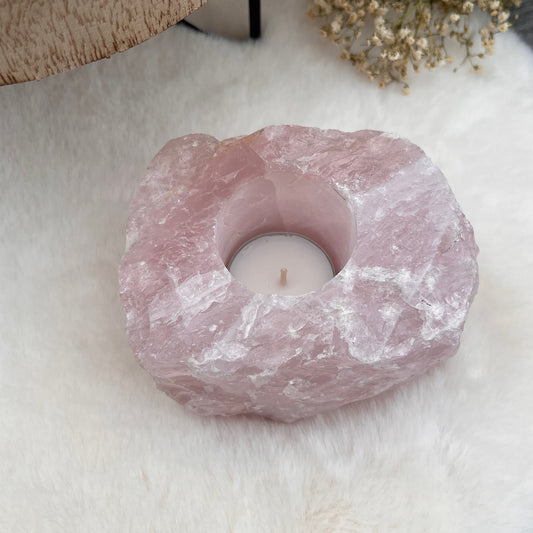 Rosenquarz Teelichthalter