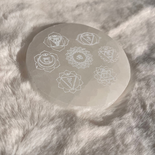 Selenit Ladeplatte Chakra small